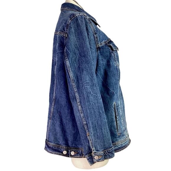 Old Navy Jean Jacket Women 3X Blue Classic Stretch Pockets Long Sleeve Denim - Picture 4 of 9